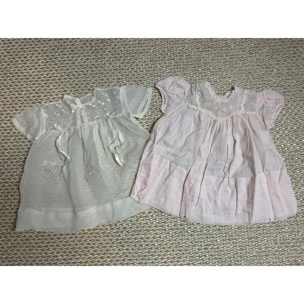 Vintage Baby Girl Lot Carters Smocked Lace Embroidered Dresses Bloomers 50's